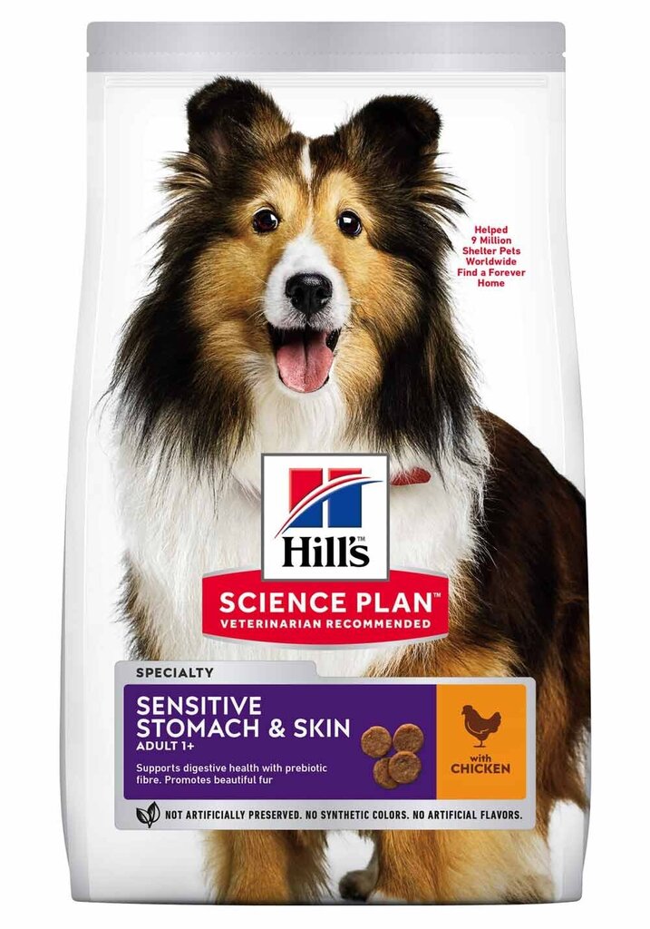 Hill's Sience Plan Sensitive Stomach & Skin Medium Adult suņu barība ar vistu, 2,5 kg cena un informācija | Sausā barība suņiem | 220.lv