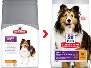 Hill's Sience Plan Sensitive Stomach & Skin Medium Adult suņu barība ar vistu, 2,5 kg cena un informācija | Sausā barība suņiem | 220.lv