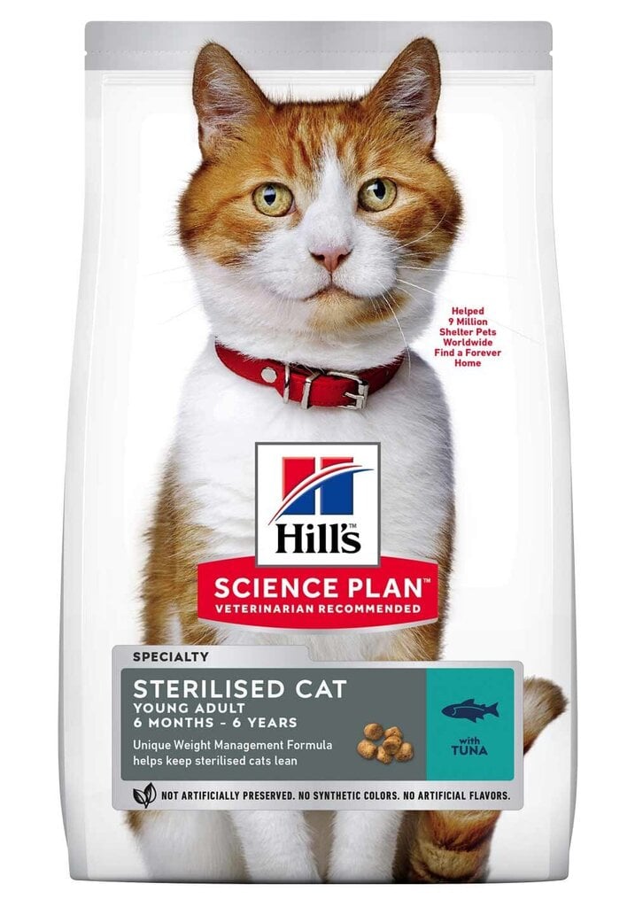 Hill's Science Plan Sterilised Cat Young Adult kaķu barība ar tunci, 1.5 kg cena un informācija | Sausā barība kaķiem | 220.lv