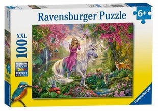 Puzle Ravensburger Princese uz balta vienradža, 100 d., 10641 cena un informācija | Puzles, 3D puzles | 220.lv