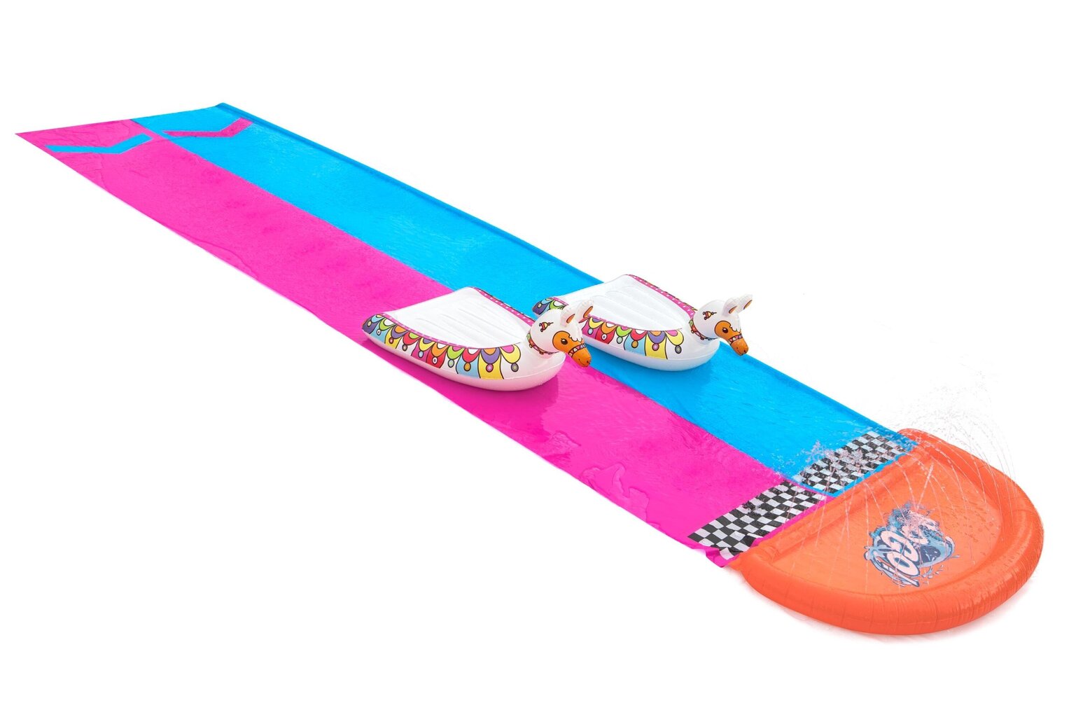 Piepūšams ūdens slidkalniņš Bestway H2OGO! Llama Rama Double Race, zils/rozā цена и информация | Piepūšamās rotaļlietas un pludmales preces | 220.lv