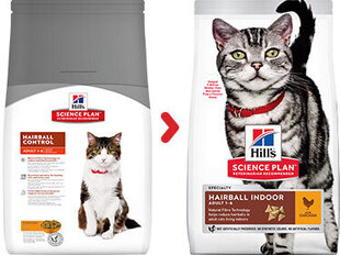 Hill's Science Plan Hairball & Indoor Adult kaķu barība ar vistu, 1.5 kg цена и информация | Сухой корм для кошек | 220.lv