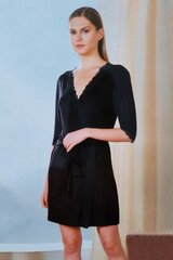 Черный комплект из вискозы (халат и ночная рубашка) DKV-079 цена и информация | Женские халаты | 220.lv