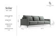 Trīsvietīgs dīvāns Interieurs86 Seine, rozā cena un informācija | Dīvāni | 220.lv