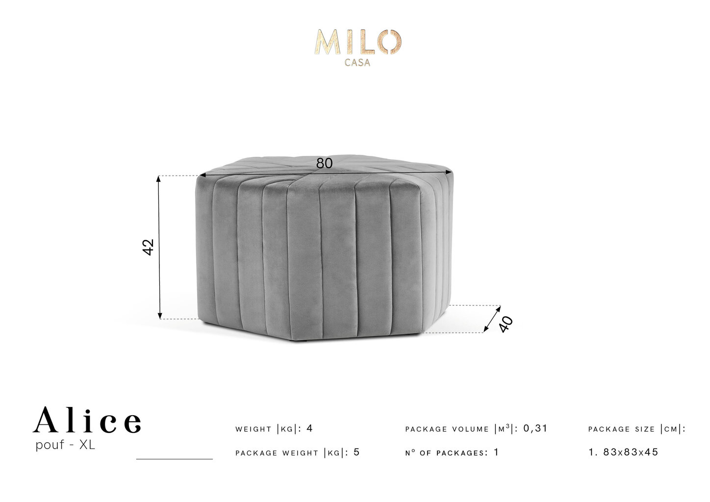 Pufs Milo Casa Alice XL, tumši zaļš цена и информация | Sēžammaisi, pufi | 220.lv