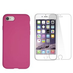 360 aizsardzība- komplekts silikona vāciņš iPhone 7 Plus, 8 Plus rozā un aizsargstikls. cena un informācija | Telefonu vāciņi, maciņi | 220.lv