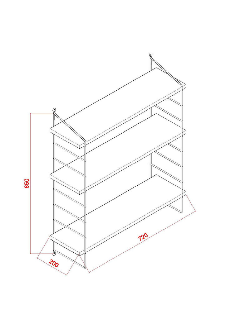 Sienas plaukts Kalune Design Armoni 3, balts/melns цена и информация | Plaukti | 220.lv