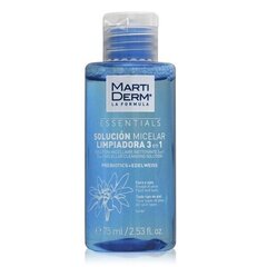 Мицеллярная очищающая вода для лица и глаз MartiDerm Essential 3in1 75 мл цена и информация | Средства для очищения лица | 220.lv