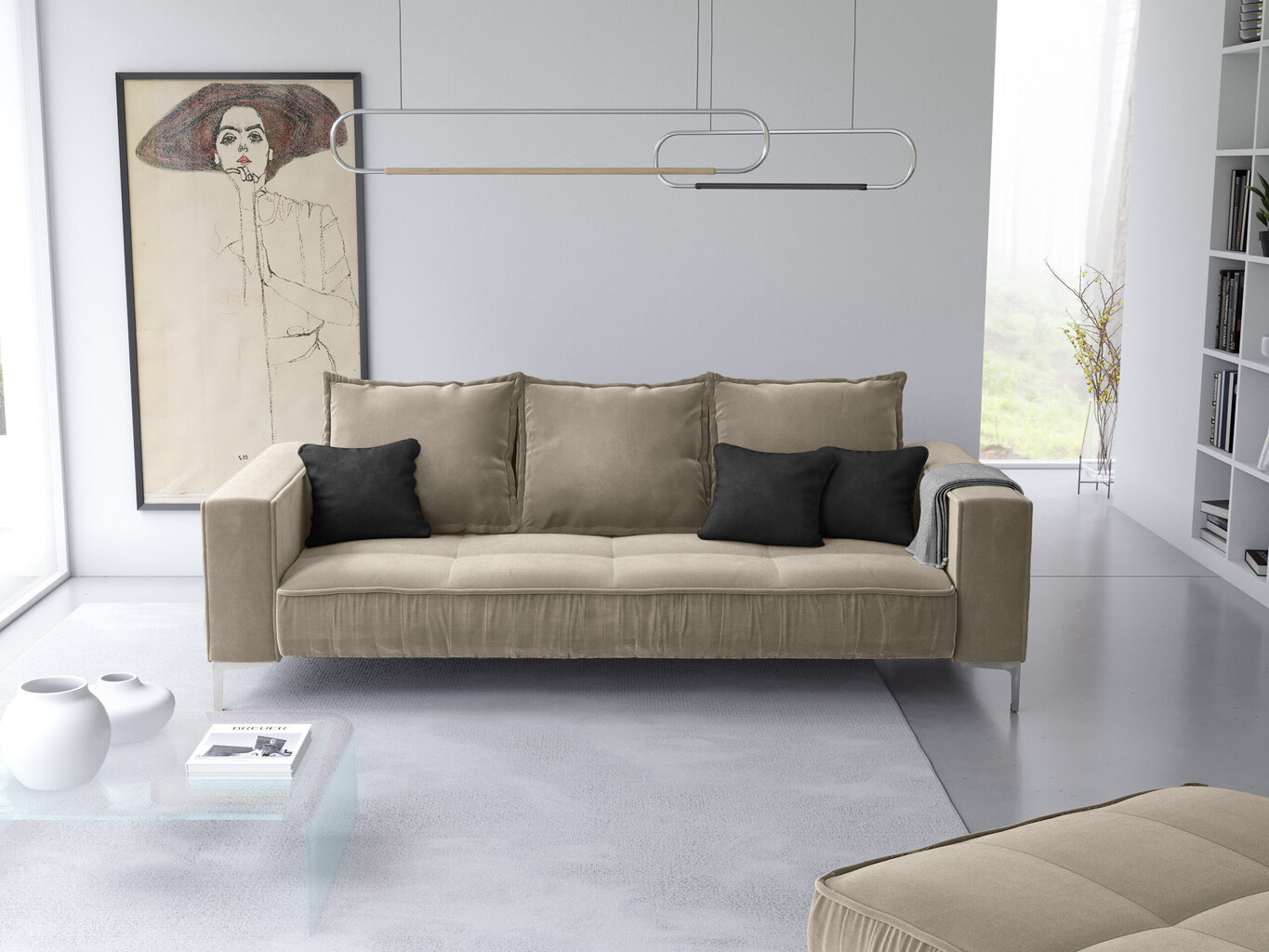 Dīvāns Micadoni Home Jardanite 3S, bēša krāsas цена и информация | Dīvāni | 220.lv