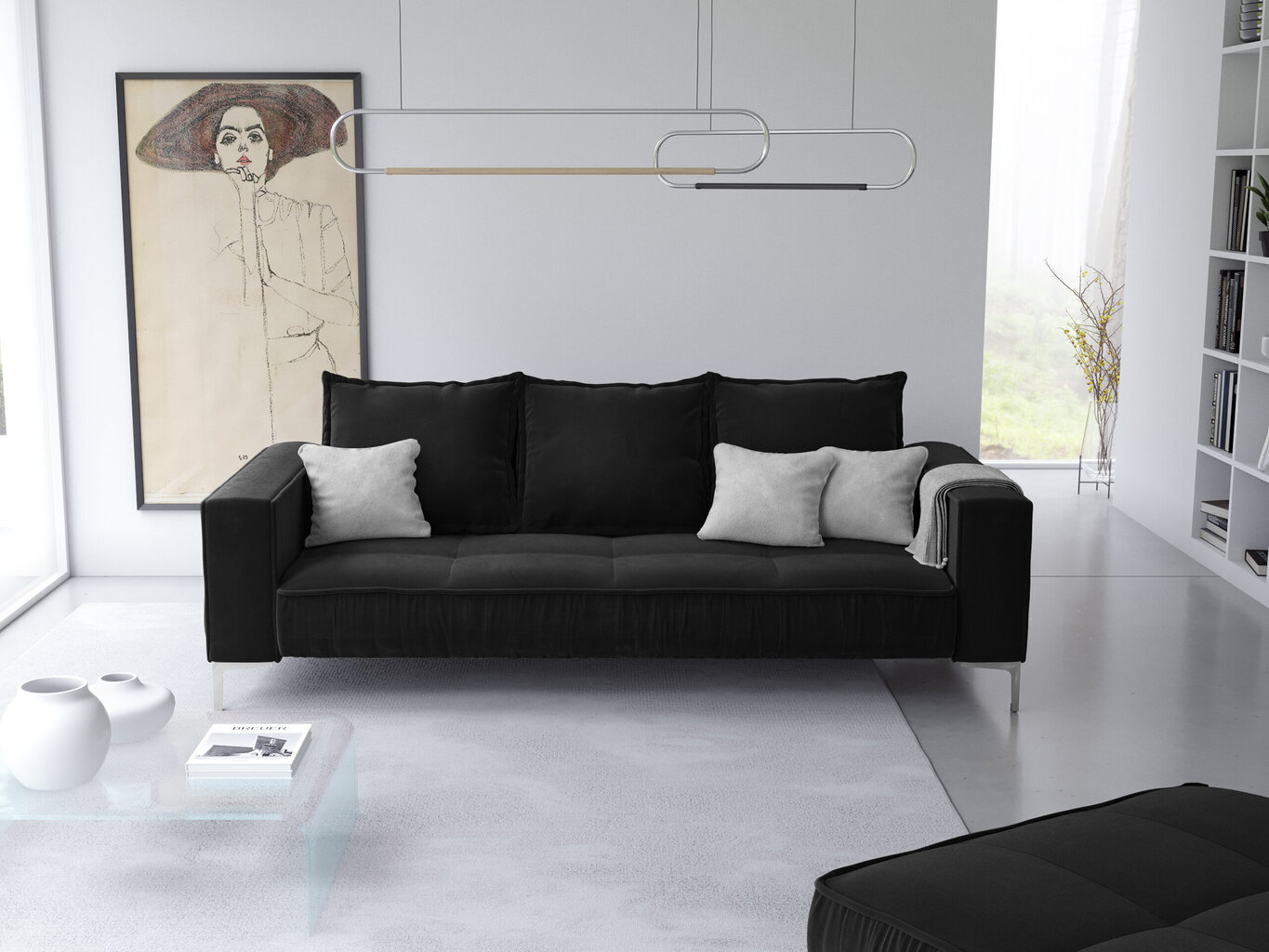 Dīvāns Micadoni Home Jardanite 3S, melns cena un informācija | Dīvāni | 220.lv