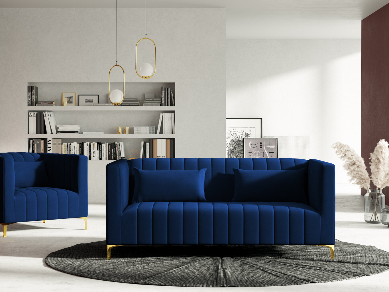 Dīvāns Micadoni Home Annite 2S, zils цена и информация | Dīvāni | 220.lv