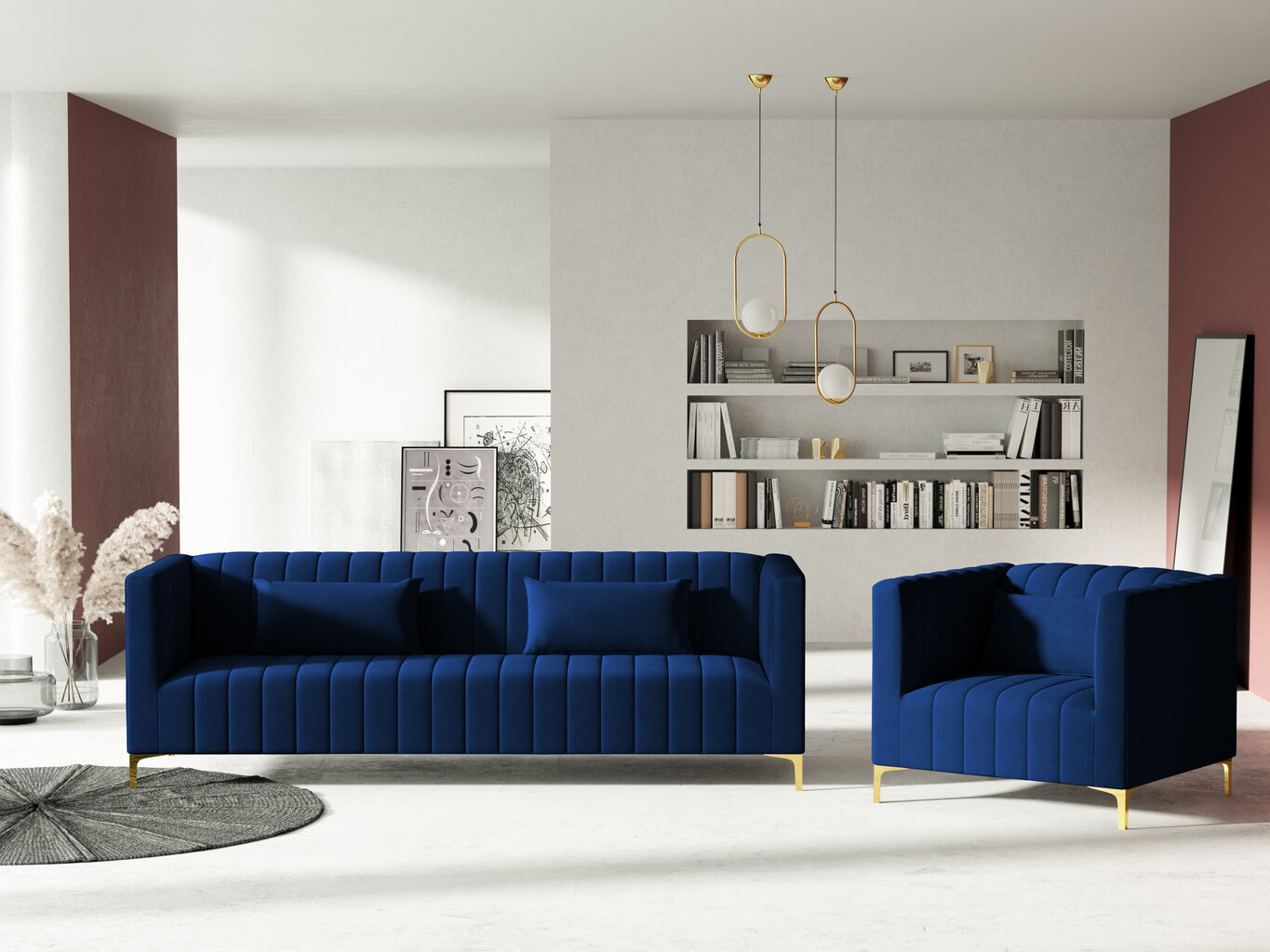 Dīvāns Micadoni Home Annite 3S, zils цена и информация | Dīvāni | 220.lv