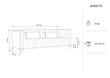Dīvāns Micadoni Home Annite 3S, pelēks cena un informācija | Dīvāni | 220.lv
