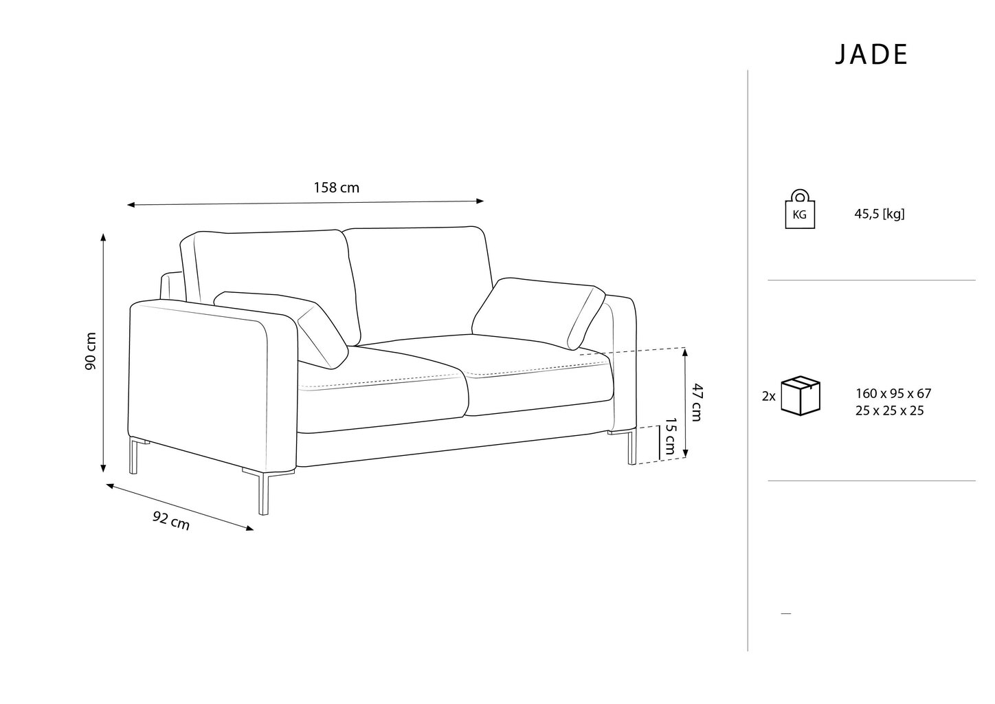 Dīvāns Micadoni Home Jade 2S, dzeltens цена и информация | Dīvāni | 220.lv