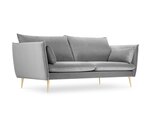 Dīvāns Micadoni Home Agate 3S, gaiši pelēks/zelta krāsas