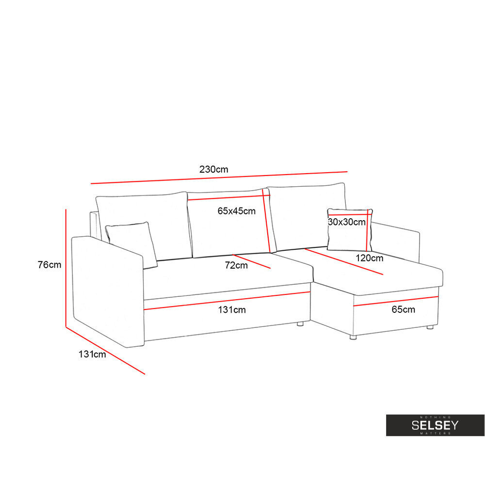 Stūra dīvāns Selsey Derdura, krēmkrāsas cena un informācija | Stūra dīvāni | 220.lv