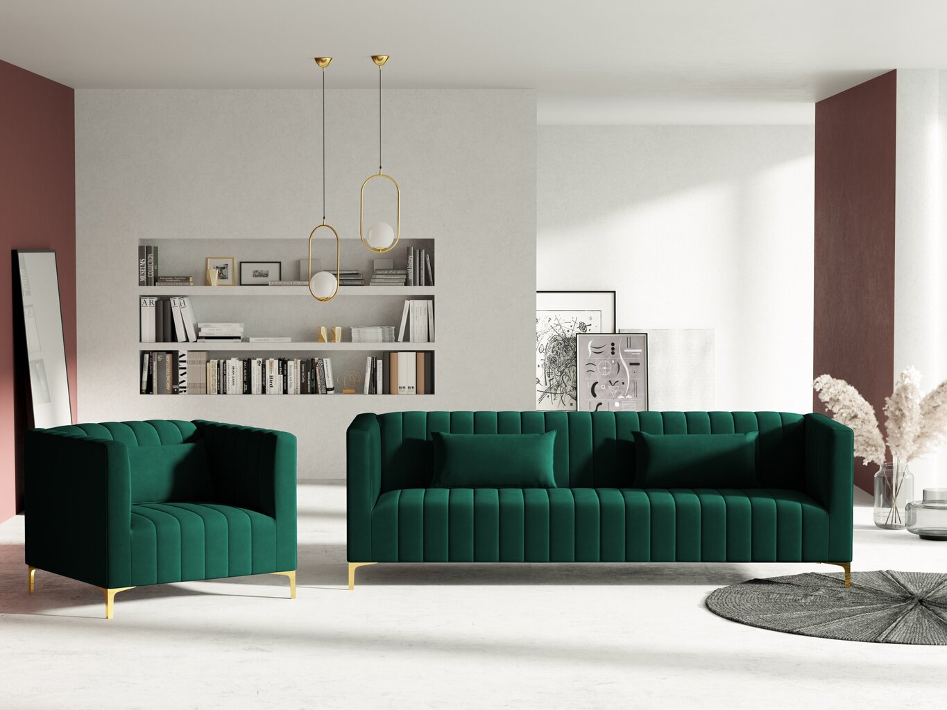 Krēsls Micadoni Home Annite, zaļā/zelta krāsā cena un informācija | Atpūtas krēsli | 220.lv