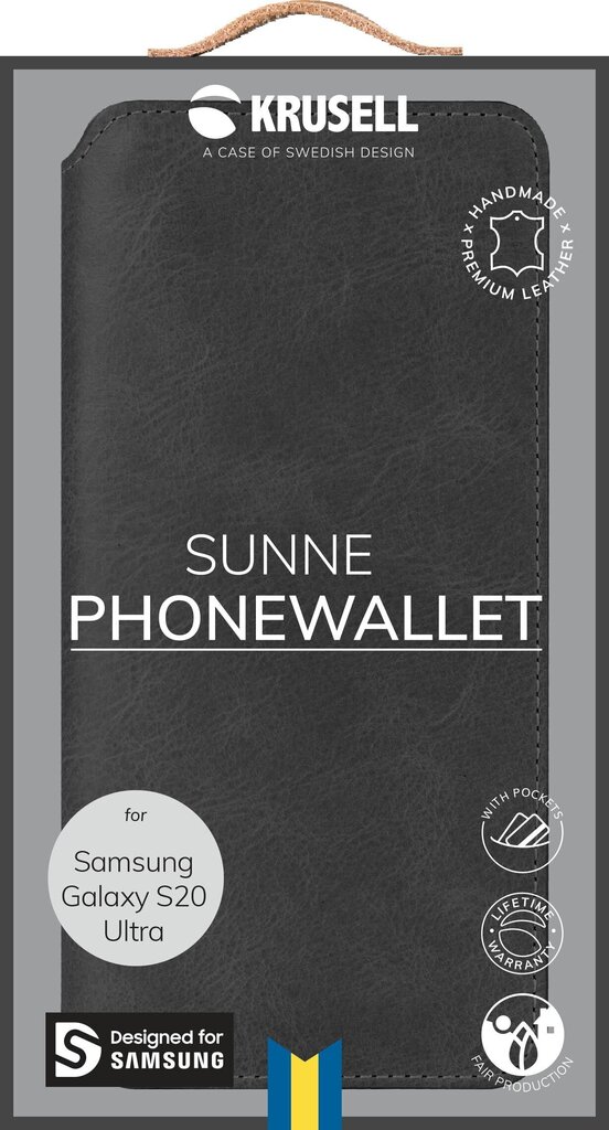 Krusell Sunne PhoneWallet, piemērots Samsung Galaxy S20 Ultra, melns cena un informācija | Telefonu vāciņi, maciņi | 220.lv