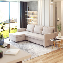 Stūra dīvāns Selsey Selefer, krēmkrāsas cena un informācija | Stūra dīvāni | 220.lv