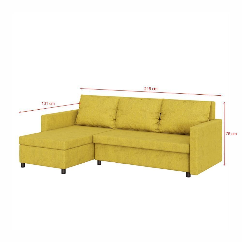 Stūra dīvāns Selsey Selefer, dzeltens цена и информация | Stūra dīvāni | 220.lv