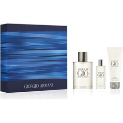 Komplekts Giorgio Armani Acqua di Gio Pour Homme: EDT vīriešiem 100 ml + EDT vīriešiem 15 ml + dušas želeja 75 ml cena un informācija | Vīriešu smaržas | 220.lv