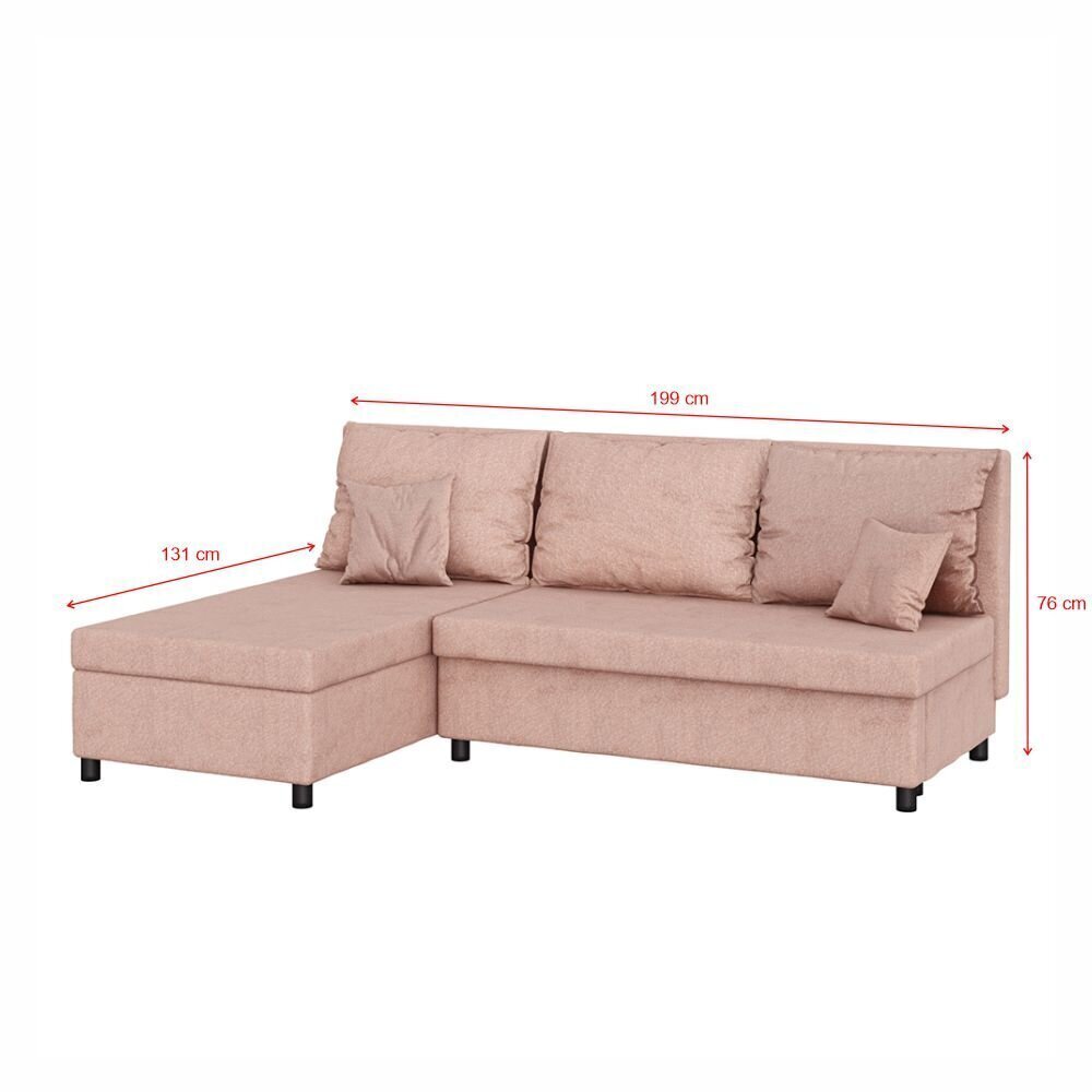 Stūra dīvāns Selsey Damket, rozā cena un informācija | Stūra dīvāni | 220.lv