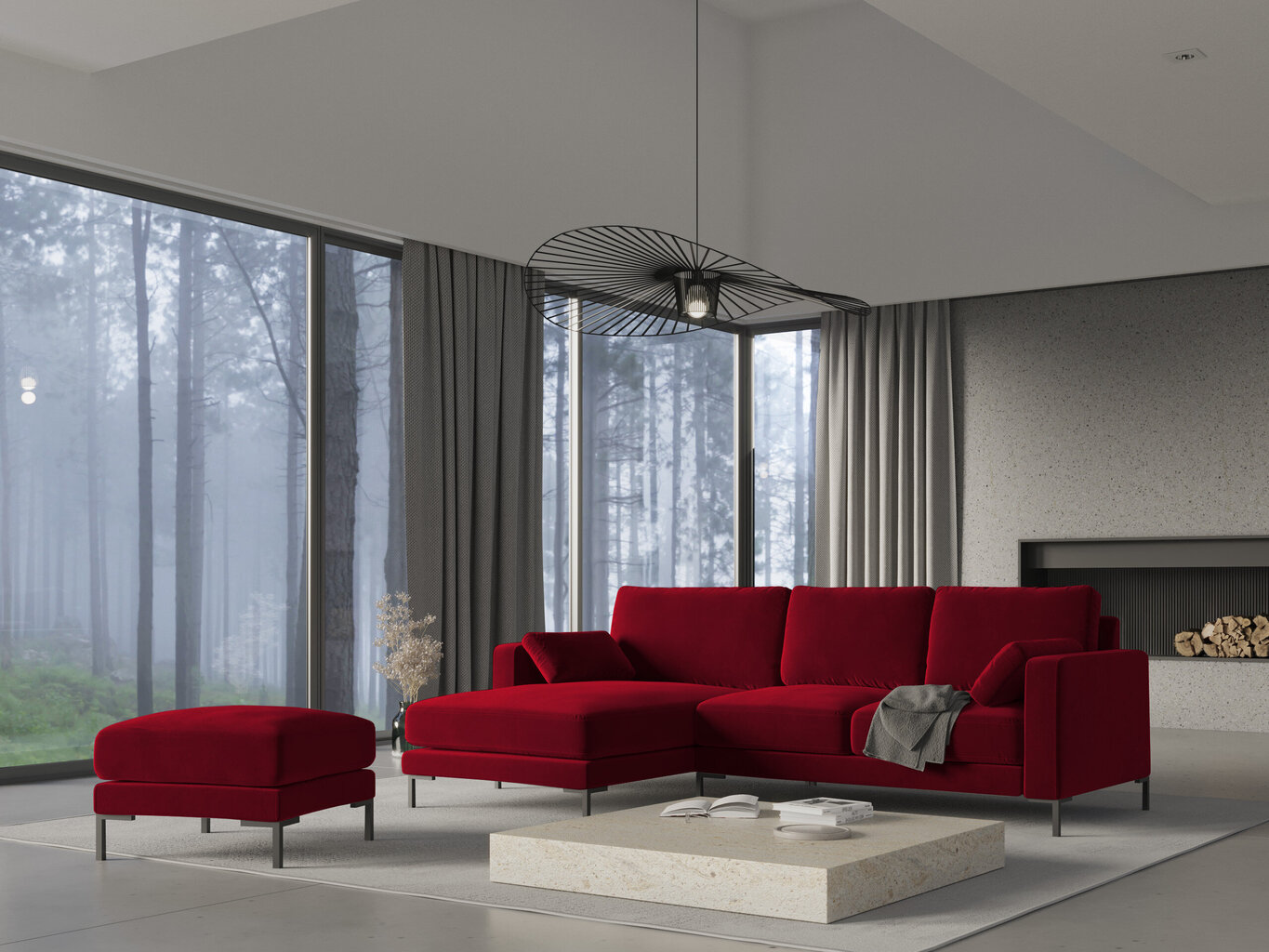 Stūra dīvāns Micadoni Home Jade, sarkans cena un informācija | Stūra dīvāni | 220.lv