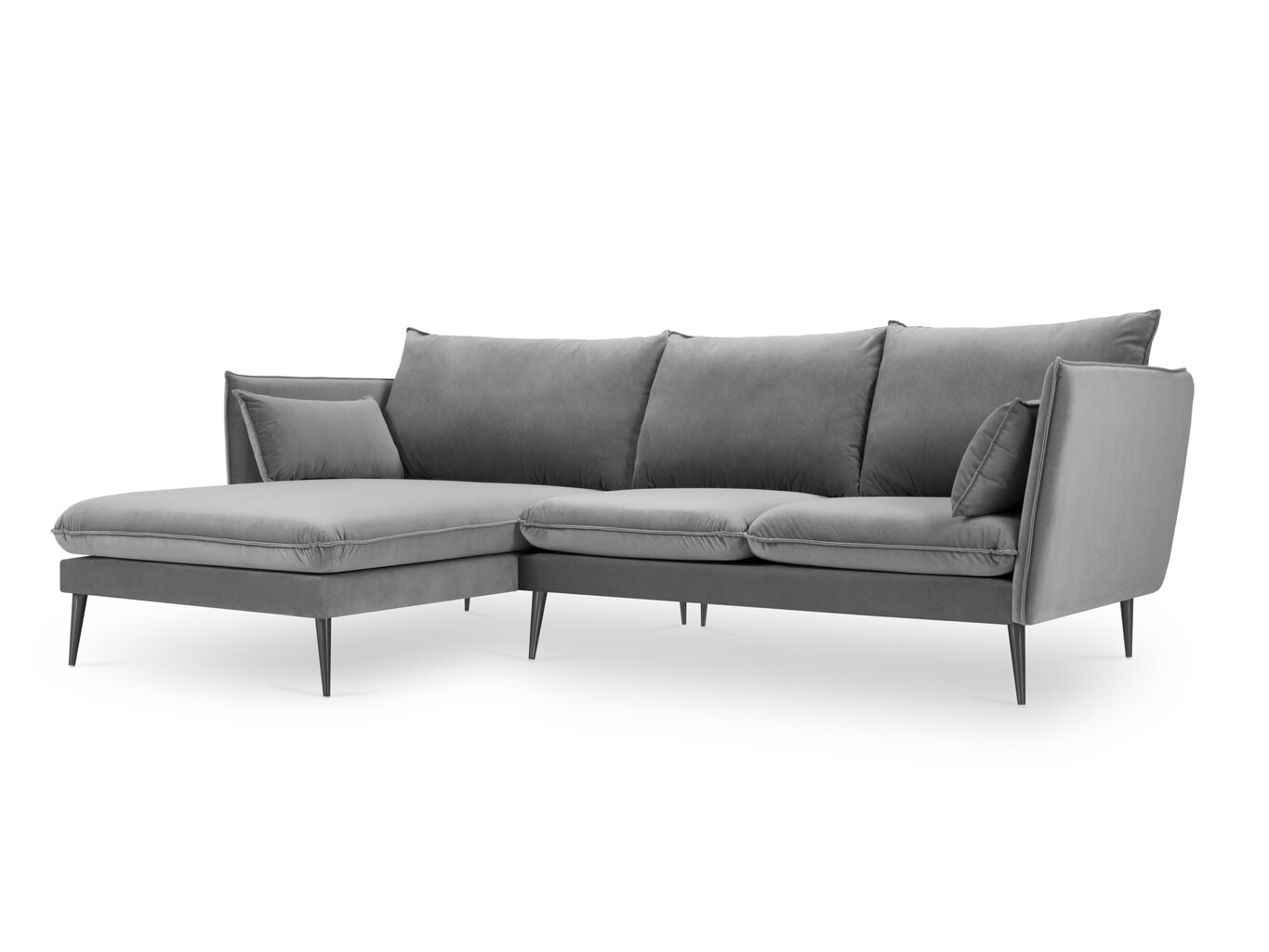 Stūra dīvāns Micadoni Home Agate, gaiši pelēks/melns cena un informācija | Stūra dīvāni | 220.lv