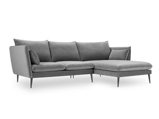 Stūra dīvāns Micadoni Home Agate, gaiši pelēks/melns cena un informācija | Stūra dīvāni | 220.lv