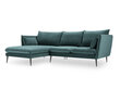 Stūra dīvāns Micadoni Home Agate, zaļš/melns cena un informācija | Stūra dīvāni | 220.lv