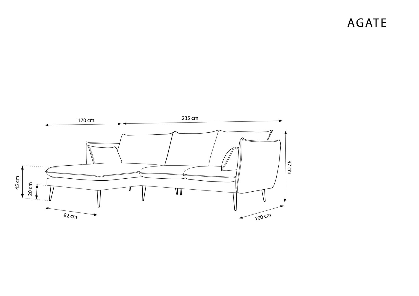Stūra dīvāns Micadoni Home Agate, zaļš/melns cena un informācija | Stūra dīvāni | 220.lv
