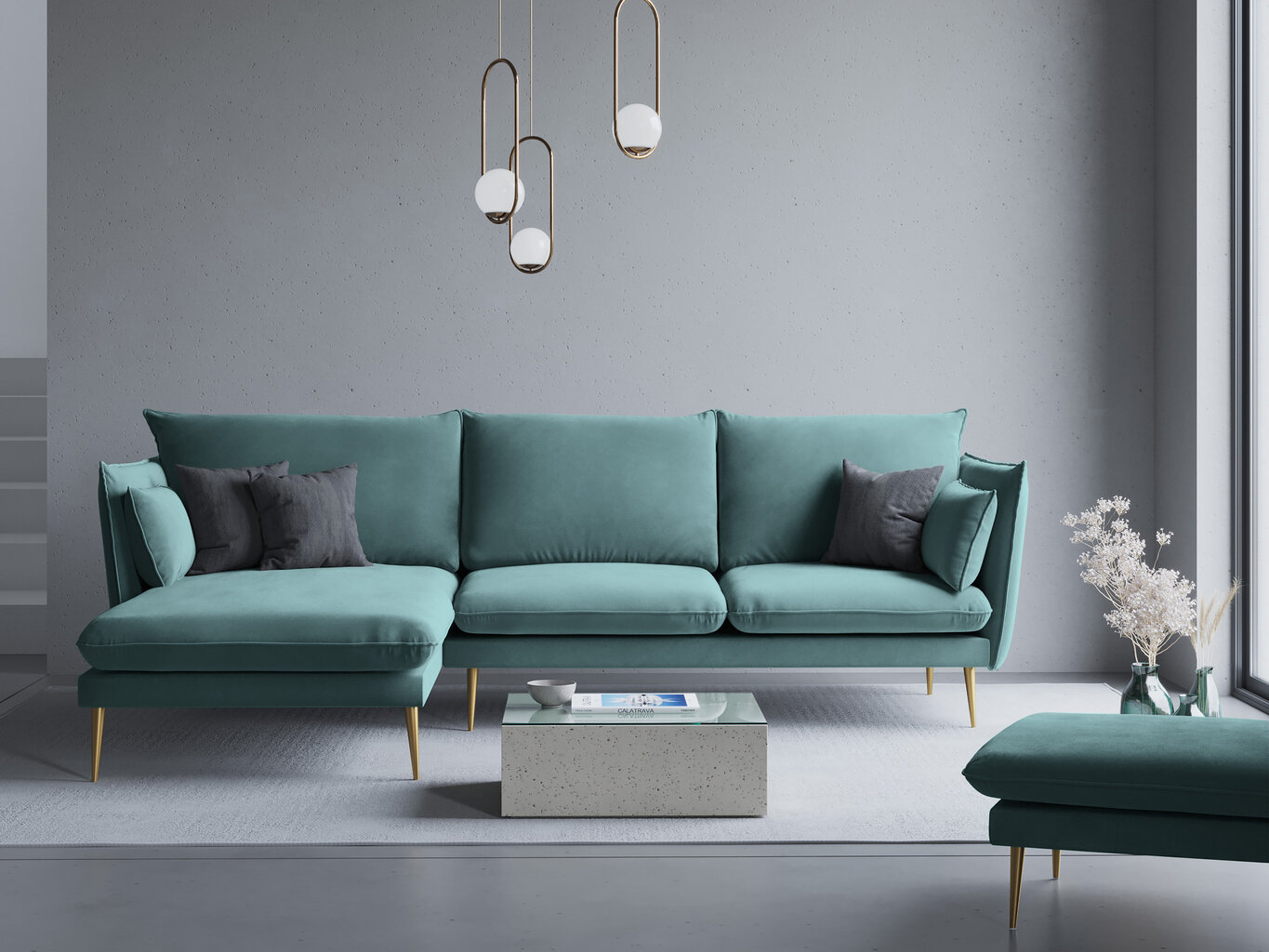 Stūra dīvāns Micadoni Home Agate, zaļš цена и информация | Stūra dīvāni | 220.lv