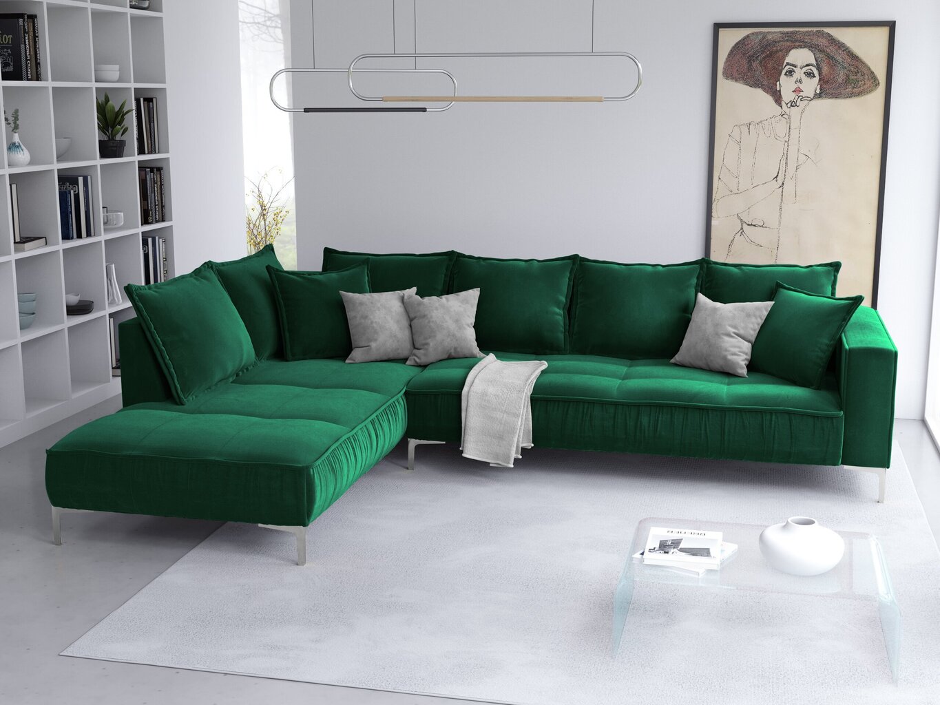 Stūra dīvāns Micadoni Home Jardanite, zaļš цена и информация | Stūra dīvāni | 220.lv