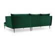 Stūra dīvāns Micadoni Home Agate, tumši zaļš/melns cena un informācija | Stūra dīvāni | 220.lv