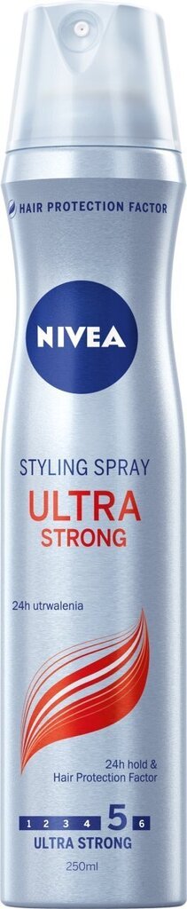 Laka matiem, ļoti spēcīgas fiksācijas Nivea ultra strong 250ml цена и информация | Matu veidošanas līdzekļi | 220.lv