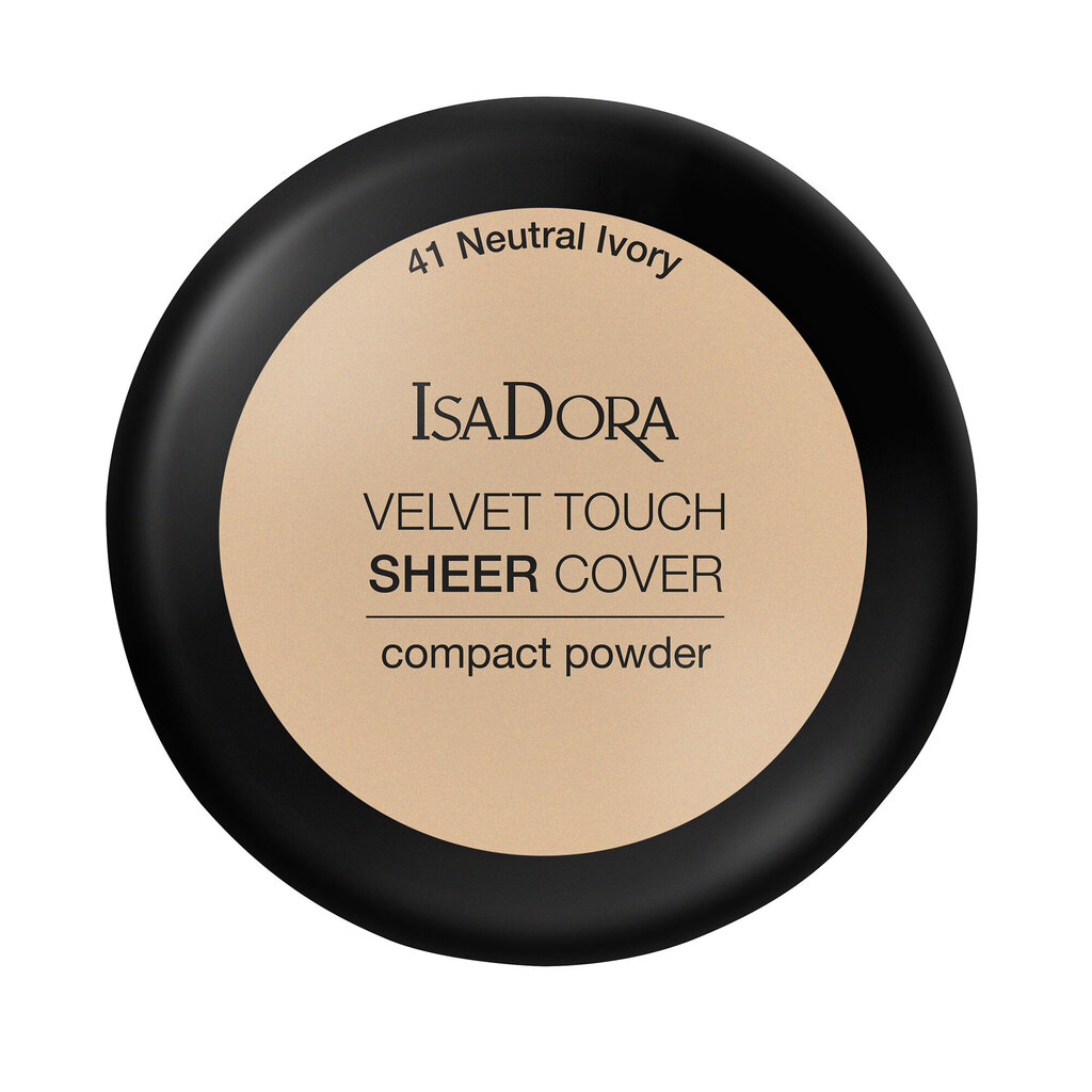 Kompaktpūderis IsaDora Velvet Touch Sheer Cover 10 g, 41 Neutral Ivory, 41 Neutral Ivory cena un informācija | Grima bāzes, tonālie krēmi, pūderi | 220.lv