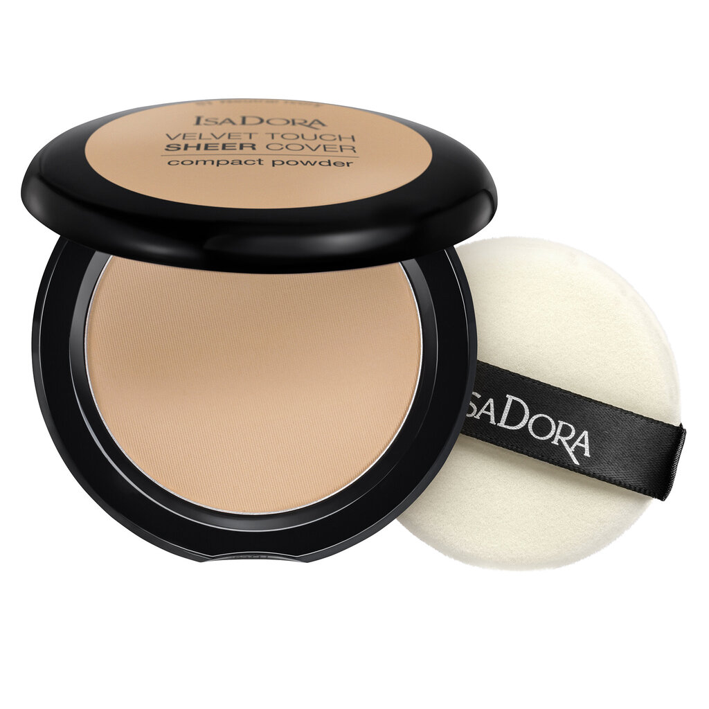 Kompaktpūderis IsaDora Velvet Touch Sheer Cover 10 g, 44 Warm Sand, 44 Warm Sand cena un informācija | Grima bāzes, tonālie krēmi, pūderi | 220.lv