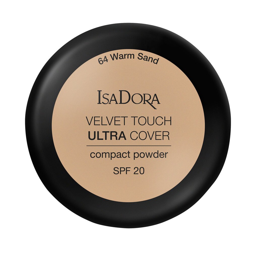 Kompaktpūderis IsaDora Velvet Touch Ultra Cover SPF 20 7,5 g, 64 Warm Sand, 64 Warm Sand cena un informācija | Grima bāzes, tonālie krēmi, pūderi | 220.lv