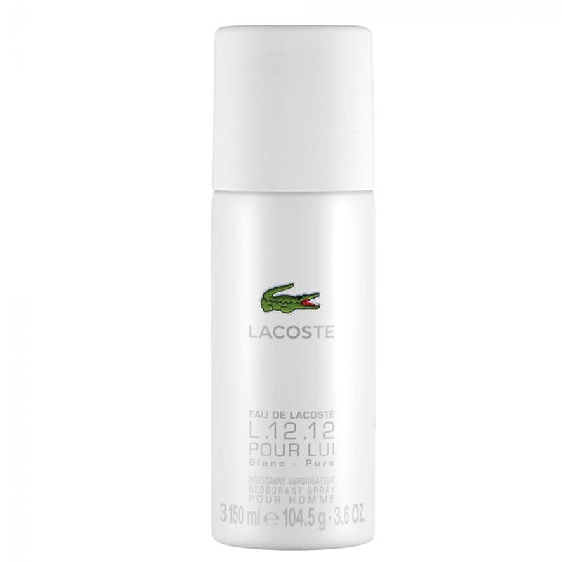 Parfimēts izsmidzināms dezodorants vīriešiem Lacoste Eau de Lacoste L.12.12 Blanc 150 ml цена и информация | Parfimēta vīriešu kosmētika | 220.lv