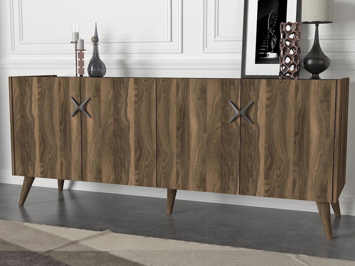 Kumode Kalune Design Wood, brūna/pelēka cena un informācija | Kumodes | 220.lv