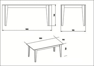 Стол обеденный Kalune Design Lorenz, коричневый/черный цена и информация | Кухонные и обеденные столы | 220.lv