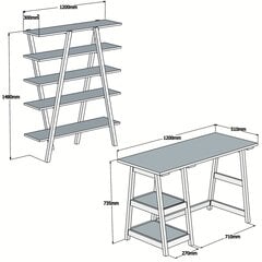 Rakstāmgalda un grāmatu plauktu komplekts Kalune Design Perla, gaiši brūns cena un informācija | Datorgaldi, rakstāmgaldi, biroja galdi | 220.lv