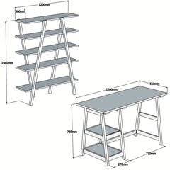 Rakstāmgalda un grāmatu plauktu komplekts Kalune Design Perla, brūns cena un informācija | Datorgaldi, rakstāmgaldi, biroja galdi | 220.lv