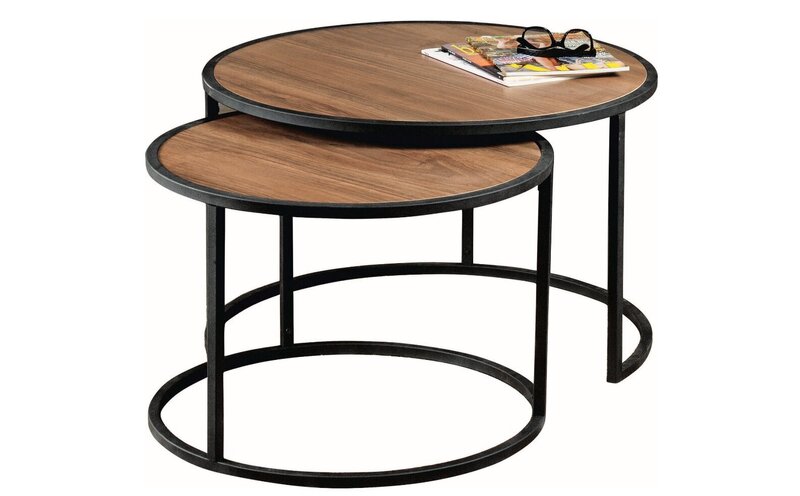 2-u kafijas galdiņu komplekts Kalune Design Tambur, brūns/melns cena |  220.lv