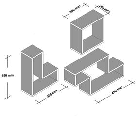 Набор из 3-х полок Kalune Design Tetris, белый цена и информация | Полки | 220.lv