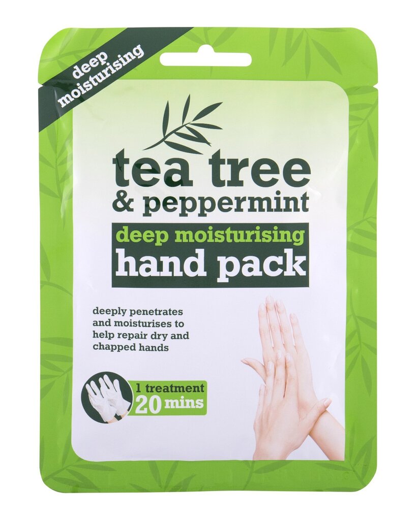 Mitrinošas iedarbības roku maska ​​- cimdi Xpel Tea Tree & Peppermint, 1 pāris cena un informācija | Ķermeņa krēmi, losjoni | 220.lv