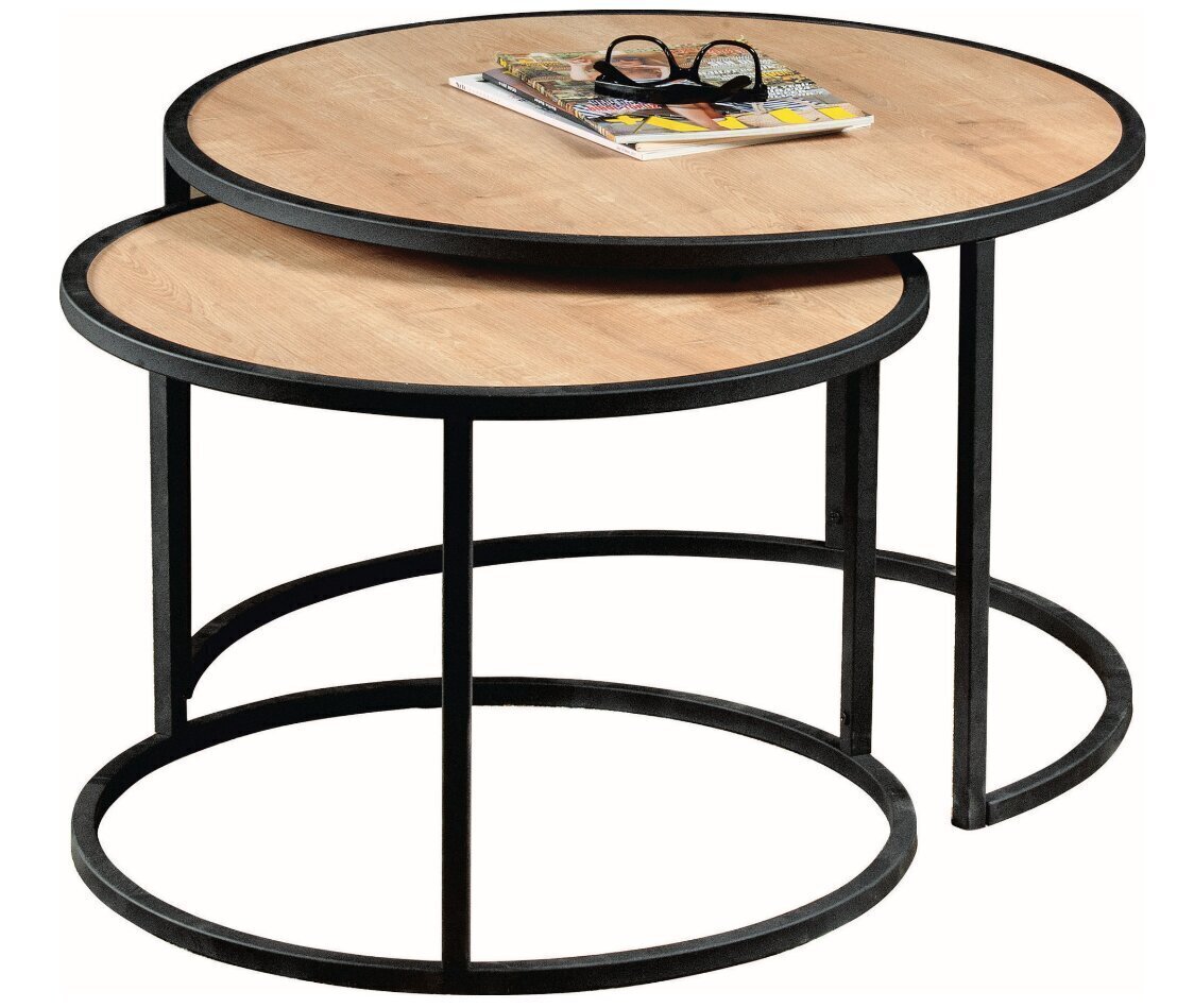 2-u kafijas galdiņu komplekts Kalune Design Tambur, gaiši brūns/melns cena un informācija | Žurnālgaldiņi | 220.lv