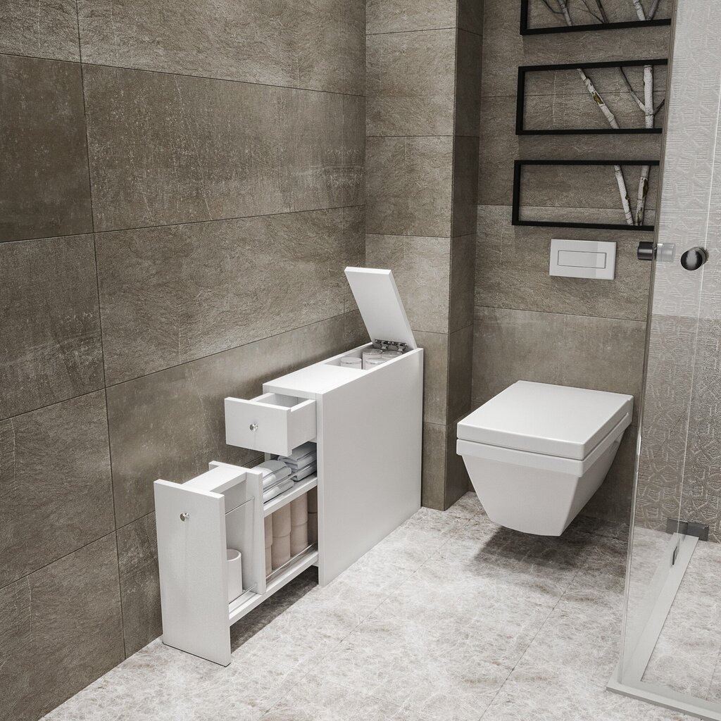 Vannas istabas skapītis Kalune Design Calencia, balts цена и информация | Vannas istabas skapīši | 220.lv