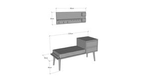 Priekšnama sola un plauktu komplekts Kalune Design Hamra, brūns/pelēks цена и информация | Полки для обуви, банкетки | 220.lv