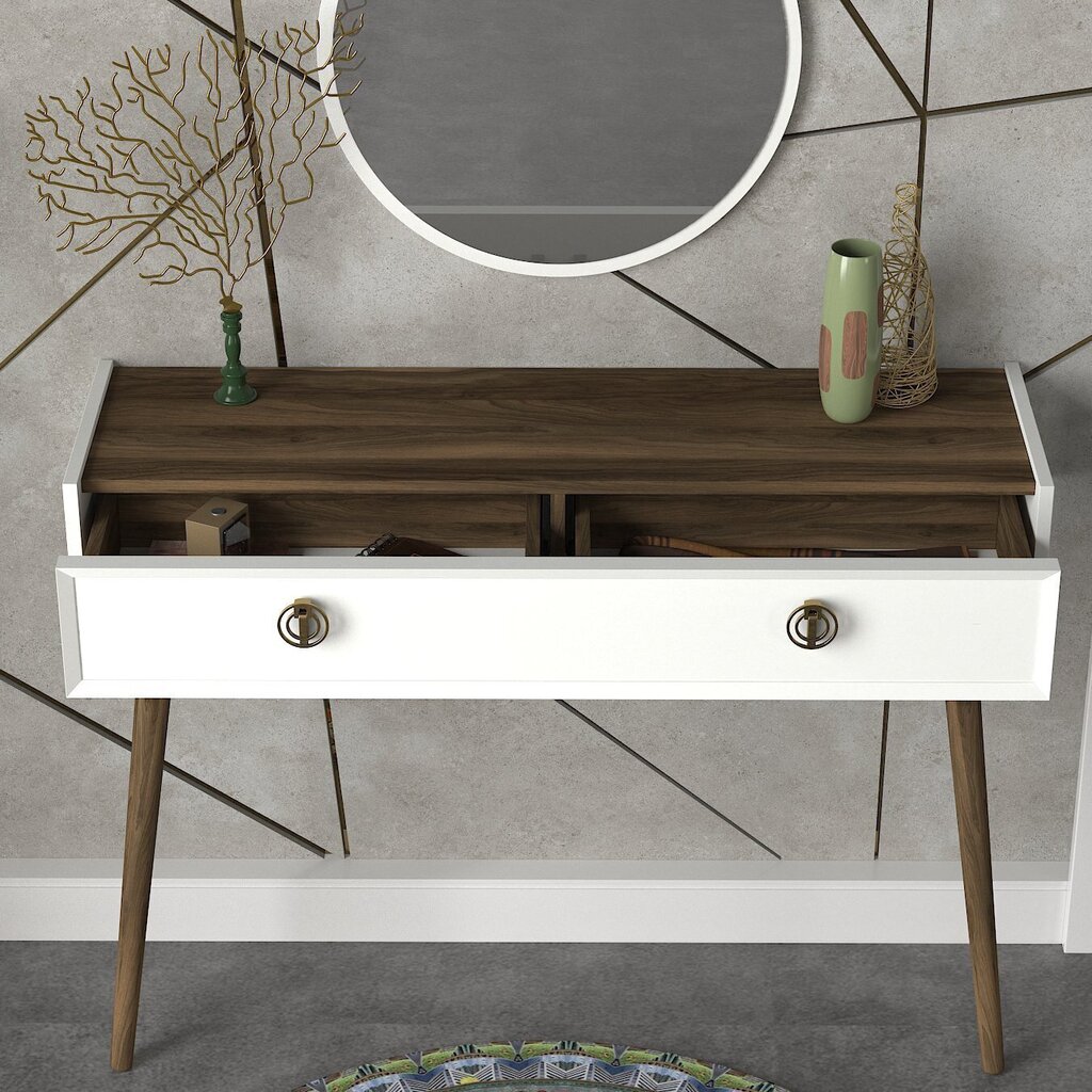 Konsoles un spoguļa komplekts Kalune Design Nadya Aynali, balts cena un informācija | Konsoles galdiņi | 220.lv